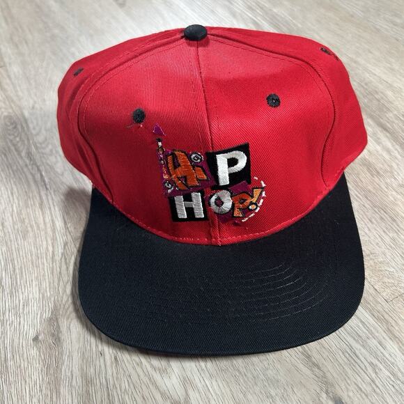 Vintage 1990's Hip Hop Hat Snapback Music‎ Rap KC Red Black Cap - Picture 1 of 8